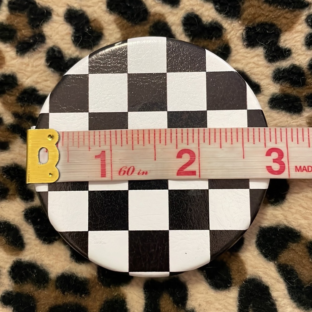 CHECKERED 🏁 Compact Pocket Mirror Purse Black White Checkerboard Vans Beauty - Picture 7 of 14